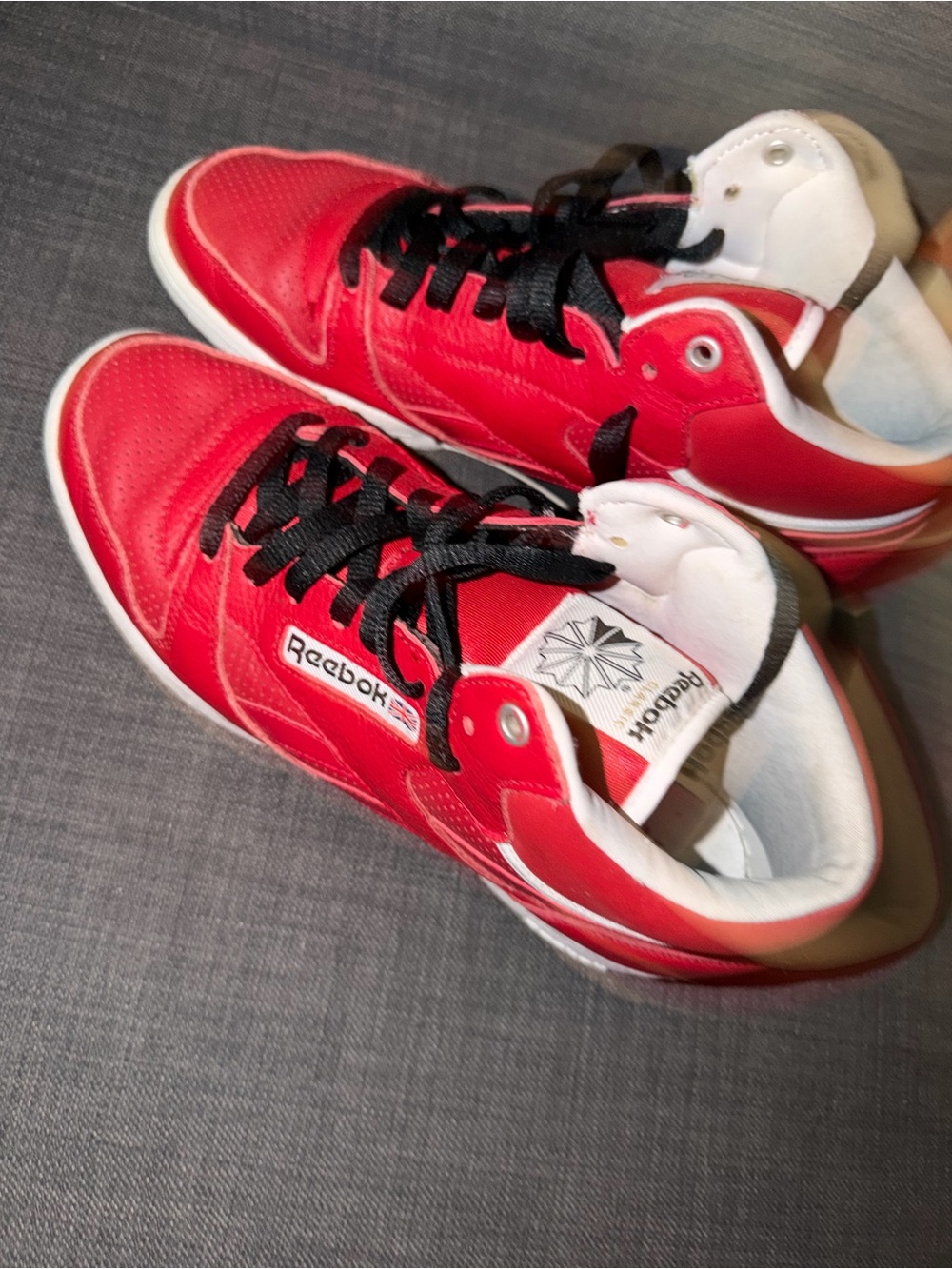Reebok Red and White Men's Athletic High-Top Sneakers - Picture 6 of 6